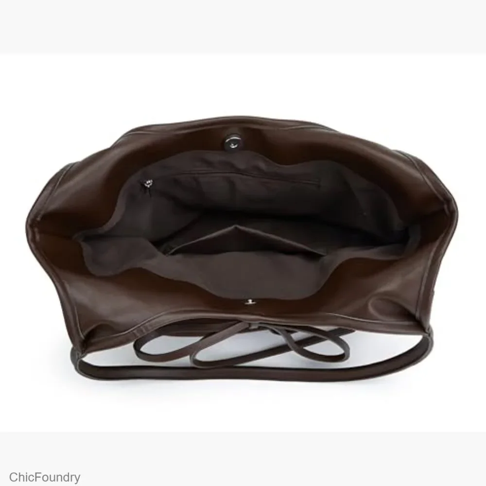 Large Capacity Suede Hobo Shoulder Bag with Bow Detail and Magnetic Closure
